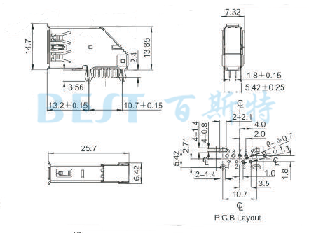 USB插座USB-A-05 3.0参考图纸